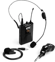 Gemini Sound Pro Audio GMU-HSL100 Plug and Sing Karaoke DJ Bluetooth Wireless UHF Band Headset/Lavalier Microphone with Cordless 1/4" Inch Jack Transmitter Adapter for Speakers