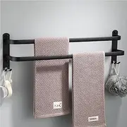 80CM Bath Towel Bars Towel Racks for Bathroom, Bathroom Accessories Towel Holder Set 2-Tiers Ladder Hand Towel Holder with 2-Hooks, Wall Mount Towel Hanger Rail for Bathroom Lavatory