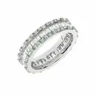 5.5 MM Round Brilliant & Baguette Cut Diamond Full Eternity Ring 18K White Gold