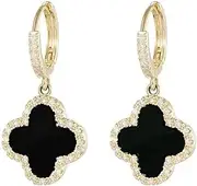 [DAAOHABY] St. Patrick's Day Irish Earrings - Four Leaf Clover Lucky Sparkling Earrings For Women Girls,Stud Earrings Green Love Diamond Crystal Emerald Jewelry For Valentine's Day