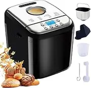 Smart Bread Machine, 600W Home Bread Maker Machine with 5 speeds & 3 Crust Color Adjustable, Loaf Capacity 1/1.5/2.0 Lb, 19 Program Menus & Delay Time Function, for Gluten Free White Wheat Rye