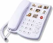 TelPal Big Button Corded Telephone with Speaker for Seniors Elderly, Amplified One Button Touch Picture Landline Phone for Old People, SOS Desk Telephones with Easy to Read Digit Numbers