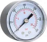 Mechanical Pressure Gauge Transparent DIAL Metal CASE 1/8INCH BSPT Back Connection AIR Oil Water Pressure Gauge (0-300psi,0-20bar)