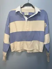 Abercrombie & Fitch Striped Cropped Rugby Pull Over Sweatshirt Y2K Preppy Style