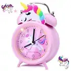 Pink Unicorn Kids Alarm Clock Double Bell Clock with Backlight Cute Desk Clock H