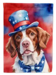 Brittany Spaniel Patriotic American House Flag Large Porch Sleeve Pole