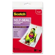 Scotch Self-Sealing Laminating Pouches 9.5 mil 4 3/8 x 6 3/8 Photo Size 5/Pack