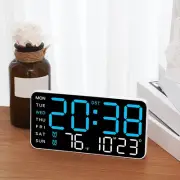 LED Digital Wall Clock with Temperature Date Week Display and Voice Control