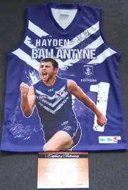 AFL FREMANTLE DOCKERS HAYDEN BALLANTYNE SIGNED LIMITED EDITION GUERNSEY - FYFE