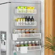 4 Pack Magnetic Spice Rack for Refrigerator, Moveable Magnetic Shelf Fridge O...