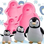 ICNYEKl Luxury Large Penguin Silicone Molds,Penguin Family Cake Decoration Fondant Mold,for Cupcake Toppers Chocolate Muffins Flower Paste Marzipan Gum Ice Epoxy Resin Polymer Clay Crafts