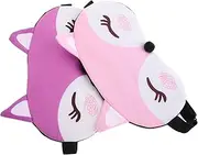 ASAKKURA 2pcs Cute Fox Sleep Masks for Adorable Cartoon Eye Covers Elastic Strap Soft Comfortable Material for Travel Night Sleeping