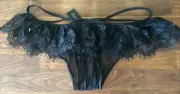 Fredericks Of Hollywood Lace Panties Jade Open Crotch Split XXL NWT Vtg Black