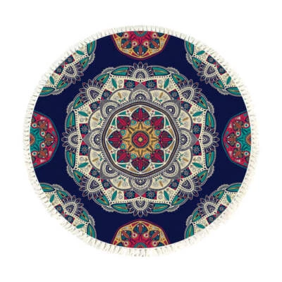 NNEAGS 90cm Round Rug Bohemian Circle Area Rug with Bohemian Geometric Pattern,