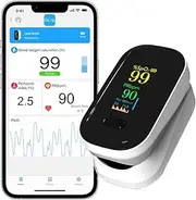 Fingertip Pulse Oximeter with Bluetooth, Blood Oxygen Saturation Monitor and Pulse Rate Monitor with Free APP for iOS and Android, Real-time detection of Vital Signs