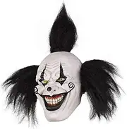 Quligeta Halloween Evil Laughing Saw Clown Adult Costume Mask Creepy Killer Joker with Black Hair Cosplay Huanted House Props