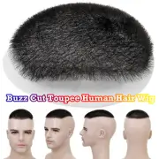 Durable Men Toupee Poly Skin Pu 100% REMY Human Hair System Replacement Buzz Cut