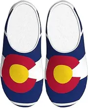 [EdWal] Colorado state flag print Winter Warm Slippers Indoor Anti-skid Plush Slippers Relaxing at Home for Women Men