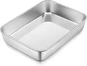 Herogo Small Oven Tray, Stainless Steel Baking Tray (26.5x20.2x5 cm), Rectangle Small TrayBake Cake Tin for Brownie Cake Lasagna, Non Toxic & Healthy, Mirror Finish & Rust Free, Dishwasher Safe