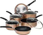 Ecolution Impressions Hammered Nonstick Pots and Pans Set, 10-Piece, Copper