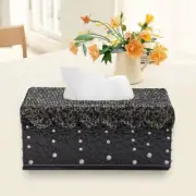 Blck Shinny Tissue Box Cover Rectangular Holder for Home Car Office Decor