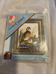 1973 Crewel Kit Erica Wilson Mini Quails 7301 Sealed Columbia Minerva 4x5 Frame