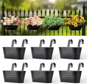 Balcony Railing Planters, 6 PCS Porch Fence Railing Planters, Metal Iron Hang...