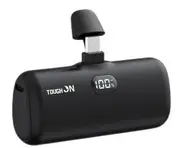 Tough On Mini Portable Charger Power Bank USB C Charging for Android (5000mAh) - Black