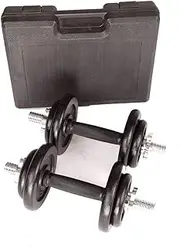 Dumbbell Set Black 20kg with Sturdy Carrying Case - Complete 15-Piece Portable Weight Set Weightlifting Bodybuilding Training Workout Exercise for Home Gym