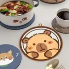 4PCS/SET Heat Resistant Bear Coaster Round Pot Mat Coffee Cup Mats Office