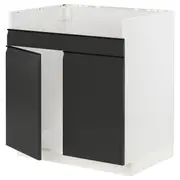 METOD base cab f HAVSEN double bowl sink, white/Upplöv matt anthracite, 80x60x80 cm