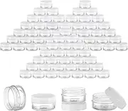 100 Count Mini Makeup Sample Containers with Lids 10g Plastic Cosmetic Containers Refillable Traveling Jars for Skin Care Products - White