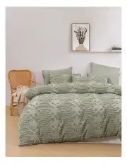 [Dreamaker] Fletcher Ultrafine Tufted Chenille Quilt Cover Set in Sage