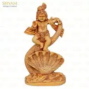 9" Krishna Idol Statue Lord Krishna Ji Idol On Kaliya Naag Statue Antique Finish