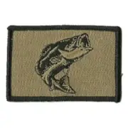 VELCRO® BRAND Fastener Morale HOOK PATCH Bass Largemouth Fishing Coyote 3x2"