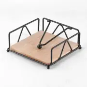 Black Metal Napkin Holder with Wooden Base Concise and Stylish Design Kitchen an