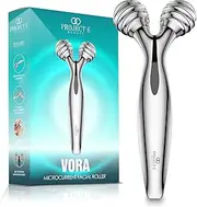 Project E Beauty VORA Microcurrent Facial Roller | Solar Microcurrent 3D Face Kneading Ball Roller Massager for V-shaped Facial Lift Skin Tightening Smooth Fine Lines