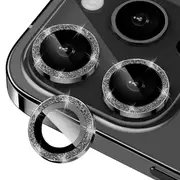 For Apple iPhone 14 /15 Metal Camera Lens Glitter Cover Glass Protector (Black)