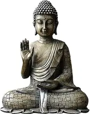 Statue Sculpture,Art Ornaments,Laughing Buddha Statue for Home,Resin Sitting Buddha, Zen Buddha Outdoor Indoor Desktop Decor - Garden Patio Deck Porch Craft Decoration Golden 17x23cm(7x9inch)