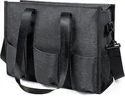 [VOLGANIK ROCK] Tote Bag with Compartments, Large Multi Pockets Tote Bag for Women & Men Work Tote Bags with Zipper