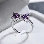 鑽石戒指蝴蝶結紫色鑽石戒指藍寶石戒指可愛女孩戒指時尚女士戒指