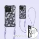 【MOOTUN沐盾】iPhone15 14 13 Pro Max 磁吸掛繩手機殼MagSafe 藍紫雛菊黑框(附手機掛繩)