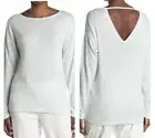 Halston Studio Striped Top Cutout Open Back Long Sleeve Stretch Knit Women’s XL