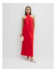 [Country Road] Organically Grown Linen Halter Top in Fiesta Red