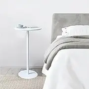 Modern Round Dining Table, Metal Bar Table Bistro Pub Table Kitchen Table for Home, White End Table Leisure Coffee Table, Tall Top Drink Table for Home Decoration