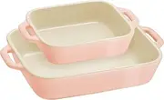 staub Dish Z1029-458 Rectangular Dish (5.5 x 4.3 inches (14 x 11 cm) / 7.9 x 6.3 inches (20 x 16 cm), Set of 2, Macaron Pink, Ceramic Set, Au Gratin Dish, Oven, Microwave Safe