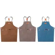 Chef Apron Adjustable Barista Apron with Pockets Kitchen Cooking Baking Apron