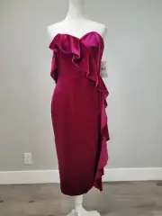 Aidan By Aidan Mattox Off TheShoulder Sweetheart Neck Velvet Ruffle Dress Size 8