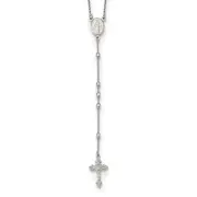 Sterling Silver Beaded Rosary18 Inch Necklace With1.25 Extension