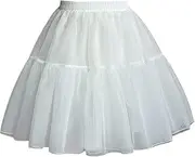 [ZPGVWXKO] Petticoat Skirt for Women, Elastic Waistband Underskirt for Lolita, Cosplay, Ballet White